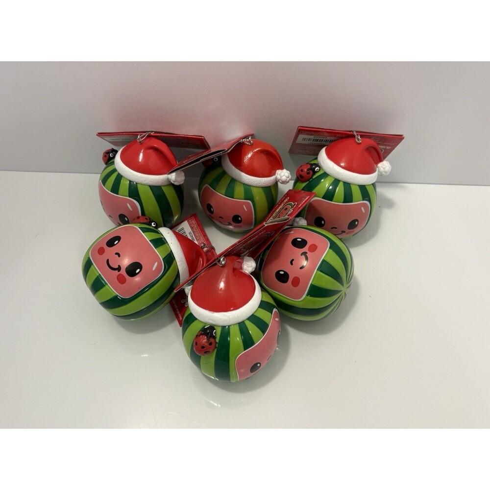 Kurt Adler Cocomelon Watermelon Santa Hat Ornament 3in Holiday Decor (Lot Of 6)